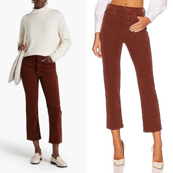 MOTHER The Tomcat Ankle Corduroy Pants Brown Sz 25